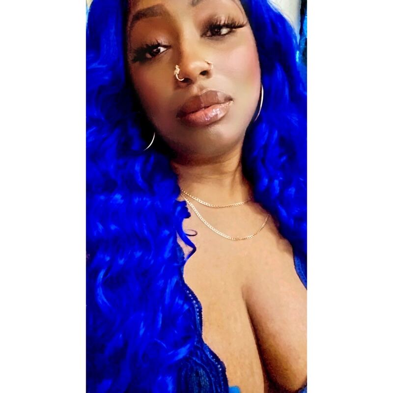 Electric blue hair look