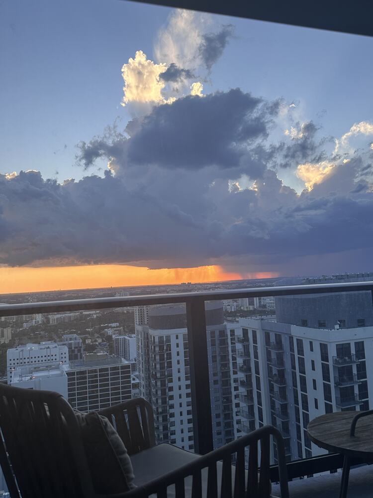 Balcony view at golden hour