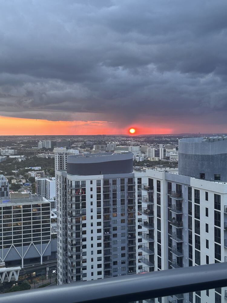 Miami sunset over the skyline